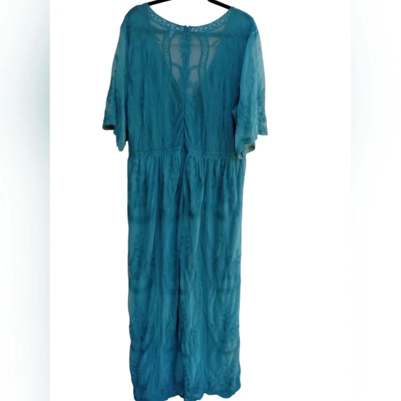 Pink Blush Maternity Teal Lace Mesh Overlay Maternity Maxi Dress 2XL - Picture 3 of 13